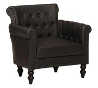 Heofavd Fauteuil vintage noir en cuir de chèvre véritable en bois massif 77 x 63 x 76 cm
