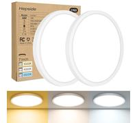hepside Lot de 2 Plafonnier LED, Luminaire Salle de Bain 15W 3000K/4500K/6000K Sélectionnable, Moderne Très mince éclairage de Plafond Etanche IP44, Facile à Installer Ø 18cm
