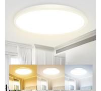 hepside Plafonnier LED, Luminaire Salle de Bain 24W 3000K/4500K/6000K Sélectionnable, Moderne Très mince éclairage de Plafond Etanche, Facile à Installer Ø 22cm
