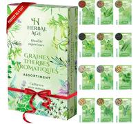 HERBAL AGE 12 Variétés de Plantes d'Herbes, 8700 Graines d'Herbes, Idée Cadeau Homme et Femme, Kit de Jardinieres Exterieur Pour Adultes, Enfants, Débutants, Menthe, Persil, Basilic, Romarin