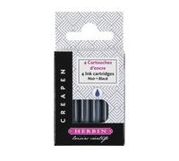 Herbin Etui De 4 Cartouches D'encre Noir Pour Feutre Et Pinceau Rechargeable Créapen