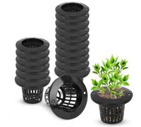 HERCHR 50 pcs Larges gobelets en Filet à lèvres, Pots de pépinière en Plastique pour Jardin gobelets en Filet à Mailles Fendues Pots Panier Seau pour Plantes hydroponiques (Noir)