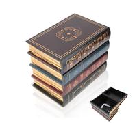 HERCHR Boîte de Rangement en Bois de Faux Livres, Boîte en Forme de Livre, boîtes de Rangement décoratives de Livre de Rangement caché avec couvercles pour la décoration intérieure(L)