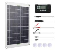 HERCHR Chargeur De Batterie Solaire 50W 30a, Panneau Solaire De Contrôleur De Chargeur De Panneau Solaire 12V 24V pour Camion De Remorque De Camping-Car Marin De Bateau De Voiture