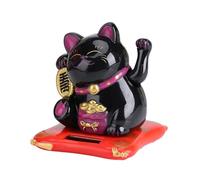 HERCHR Chat Porte Bonheur, Chat Porte Bonheur Bonne Chance, Chat Japonais Qui Bouge Le Bras,Maneki Neko Fortune Cat Figurine Chat avec Bras Mobile à l'Energie pour Voiture Maison Bureau