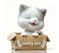 HERCHR Figurines De Chat, Petite Statue Miniature De Chaton Assis dans Une Boîte en Carton Chat Porte-Bonheur pour Jardin Féerique, Décoration De Tableau De Bord De Voiture