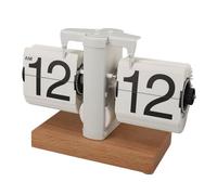 HERCHR Horloge Flip, Horloge à Bascule Automatique Vintage, Horloges Numérique Rétro Rabattable, Horloges De Table, Base en Bois De Noyer, Horlogess Rabattable (#2)