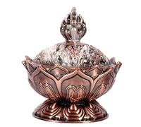 HERCHR Insence Encens Furnace, 2.71x2.76in Vintage Porte-Encens Lotus Charbon De Bois Encens Brûleur D'encens De Zinc À Contre Encensoir Support Encensoir pour Spirale Encensoir Home(Bronze Rouge)