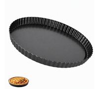 HERCHR Moule à tarte, moule à quiche, moules à quiche amovibles en acier au carbone à fond lâche, moule à tarte plat de cuisson profond quiche plat de cuisson moules à tartes(32cm)