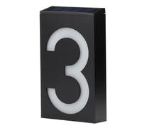 HERCHR Numéros de maison éclairés à l'énergie solaire pour l'extérieur, numéro de maison solaire à LED, éclairage de plaque de porte, panneaux d'adresse LED étanches pour plaque (Number 3)