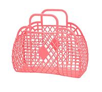 HERCHR Panier De Douche Portable, Poubelle De Rangement Creuse, Sac Fourre-tout Avec Poignée, Sac Pliable Portable Pour le Shopping à la Plage(rouge)