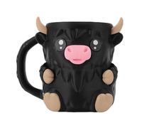 HERCHR Porte-pinte de crème glacée, vache de dessin animé PLA, isolé, étanche, refroidisseur de crème glacée, porte-canette de bière, tasse avec fente pour cuillère pour la maison (Noire)