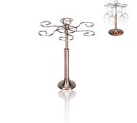 HERCHR Porte Verre à Vin, Support de Comptoir pour Verres à Vin aver Base en Bois, Dark Bronze