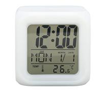 HERCHR Réveil Numérique, Réveil Cube Lumineux De Nuit LED avec Thermomètre D'alarme De Date Table De Bureau électronique Petites Horloges pour Chambre à Coucher