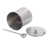 HERCHR Sucrier en Acier Inoxydable, Bol à Sucre Pot à Sucre Pot à épices avec Couvercle et Cuillère à Sucre pour Sel, Sucre, Café, Thé, 375ML