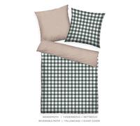 Herding Linge de lit Tom Tailor, 80x80 cm + 135x200 cm, 100% Coton/Flanelle, avec Motif réversible et Fermeture éclair colorée, Classic Check Green, Brown (Forest & Rusty Red)