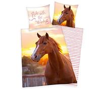 Herding Parure de lit en 100 % coton Motif cheval 135 x 200 cm/80 x 80 cm