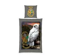 Herding Parure de Lit Harry Potter, Taie d'Oreiller 80 x 80 cm motif réversible, Housse de Couette 135 x 200 cm, avec Fermeture à Boutons, 100% Coton