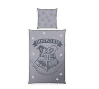 Herding Parure de Lit Harry Potter, Taie d'Oreiller 80 x 80 cm motif réversible, Housse de Couette 135 x 200 cm, avec Fermeture éclair, 100% Coton/Renforcé, Gris