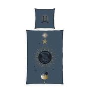 Herding Parure de Lit Harry Potter, Taie d'Oreiller 80 x 80 cm motif réversible, Housse de Couette 135 x 200 cm, avec Fermeture à Boutons, 100% Coton/Renforcé, Bleu