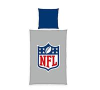 Herding Parure de Lit NFL, Taie d'Oreiller 80 x 80 cm, Housse de Couette 135 x 200 cm, Avec Fermeture Éclair, Coton/Renforcé, Twin