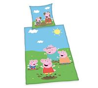 Herding Parure de Lit Peppa Pig, Taie d'oreiller 80 x 80 cm, Housse de Couette 135 x 200 cm, avec Fermeture Éclair Facile, 100% Coton/Renforcé, Multicolor