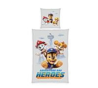 Herding Paw Patrol Ensemble de literie en Flanelle, taie d'oreiller 80 x 80 cm, Housse de Couette 135 x 200 cm, avec Patte de Boutonnage, 100% Coton/Flanelle, Gris