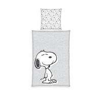 Herding Peanuts Ensemble de literie, Motif réversible, taie d'oreiller 70 x 90 cm, Housse de Couette 140 x 200 cm, avec Fermeture éclair, 100% Coton/renforcé