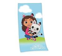 Herding Serviette de Bain en Velours, Gabby's Dollhouse, 75 x 150 cm, 100% Coton, Velours