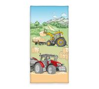 Herding Serviette de Bain en Velours Tracteur, 75 x 150 cm, 100% Coton/Velours