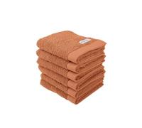 Herding Tom Tailor Essuie-Mains, Lot de 6, 30 x 50 cm, 100% Coton/éponge, avec Attache et étiquette avec Logo, Color Bath Towel Orange (Dark Coral)