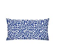 Herding Tom Tailor Housse d'oreiller, 40x80 cm, 100% Coton/renforcé, Fermeture Eclair Colorée, Organic Leaves Bleu, Blanc (Cobalt)