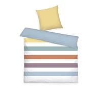 Herding Tom Tailor Linge de lit Renforcé, 2 * 80x80 cm + 200x220 cm, 100% Coton/Renforcé, avec Motif réversible et Fermeture éclair colorée, Coloured Strips Bunt (Multicolor)