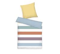 Herding Tom Tailor Linge de lit Renforcé, 80x80 cm + 155x220 cm, 100% Coton/Renforcé, avec Motif réversible et Fermeture éclair colorée, Colored Stripes Multicolour