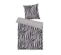 Herding Tom Tailor Linge de lit Renforcé Zebra, Motif réversible, 80 x 80 cm + 155 x 220 cm, avec Fermeture éclair, 100% Coton, Gris (Anthracite et Gris Clair)