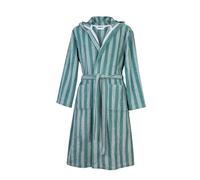 Herding Tom Tailor Peignoir de Bain pour Femmes et Hommes, Taille L, 100% Cotton/Tissu éponge, avec Capuche, Classic Bathrobe Medium Stripes Turquoise (Fresh Sage & Smokey Sage)
