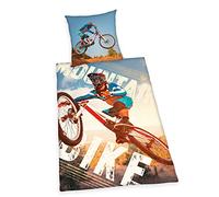 Herding YOUNG COLLECTION Parure de Lit Réversible, VTT, Housse de Couette 135 x 200 cm, Taie d'Oreiller 80 x 80 cm, Coton/Renforcé