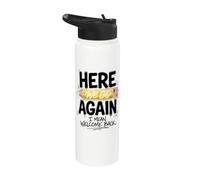 Here We Go Again Cute Pencil Teacher Student Back to School Stainless Steel Insulated Water Bottle