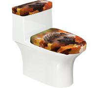 Hérisson extensible avec couvercle de toilette et couvercle de réservoir - Décoration de salle de bain élastique douce pour salle de bain en forme de U ovale