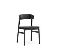 Herit Chaise de Table à Manger en Cuir Recouvert de Chêne Noir