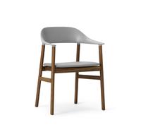 Herit Chaise de Table à Manger M. Accoudoir Rembourré en Cuir Chêne fumé/Gris