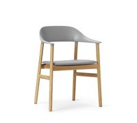 Herit Chaise de Table à Manger M. Accoudoir Rembourré en Cuir Chêne/Gris