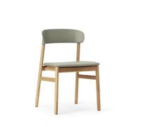 Herit Chaise de Table à Manger Rembourré en Cuir Chêne/Dusty Vert