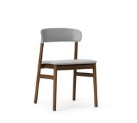 Herit Chaise de Table à Manger Rembourrée en Cuir Chêne fumé/Gris