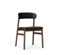 Herit Chaise de Table à Manger Rembourrée en Cuir Chêne fumé/Noir