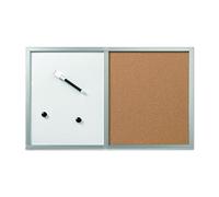 Herlitz 10685394 Tableau mixte moitié magnétique moitié liège avec cadre en bois 40 x 60 cm (Argent) (Import Allemagne)