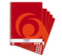 Herlitz 10834117 Cahier A4, 80 feuilles Carreaux avec marge à gauche, 70 g/m², lot de 5 A carreaux