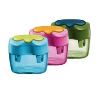 Herlitz 10921120 - Double Sharpener avec coffre-fleur, 1 pièce [couleurs assorties]