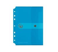 Herlitz 11293826 Lot de 6 pochettes porte-documents A5 en plastique avec bouton pression Transparent/bleu