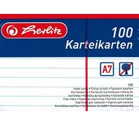Herlitz 1150507 Lot de 100 fiches A5 Blanc, Weiß, A7 / 200 Karten